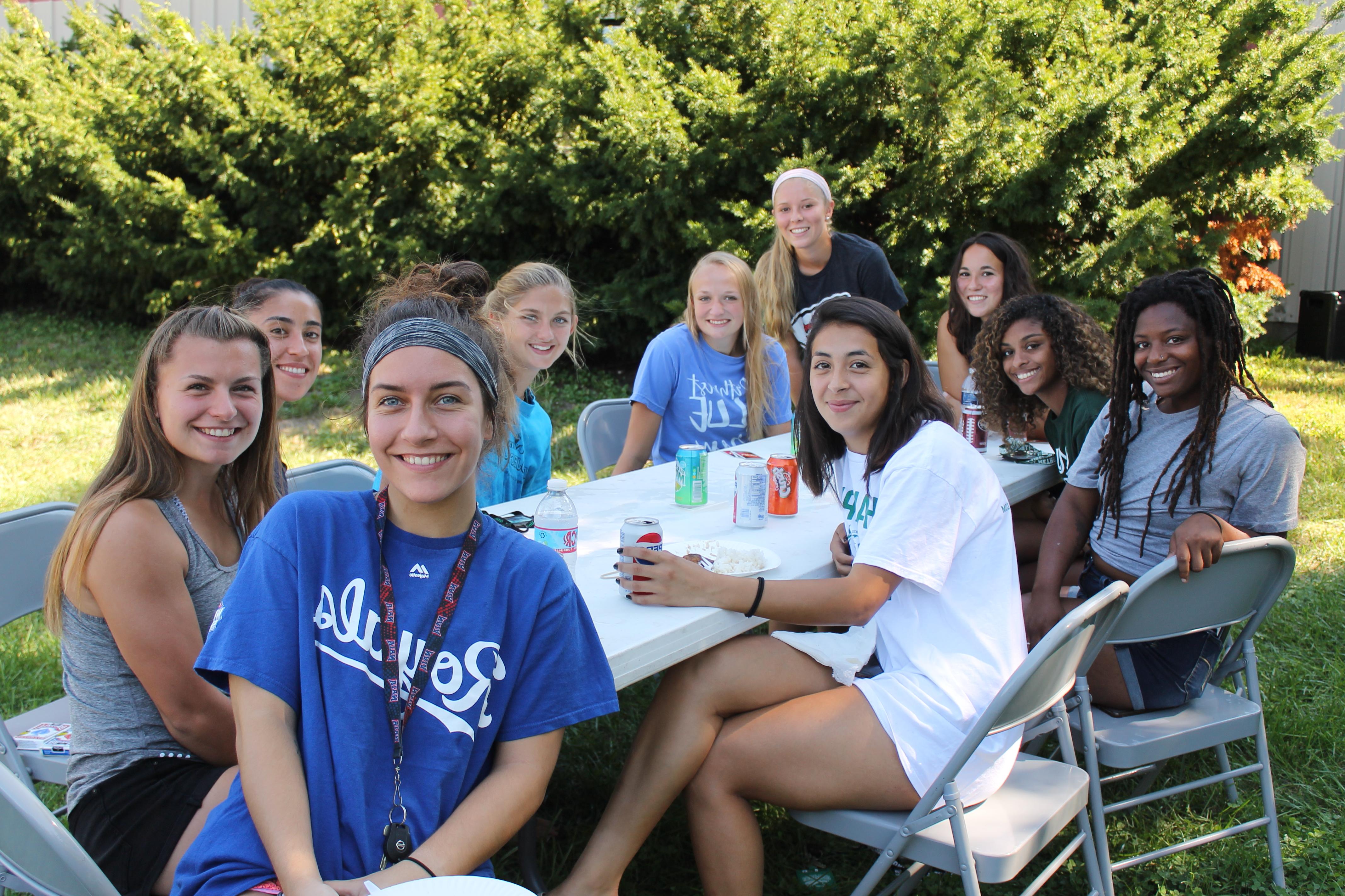 international students at BBQ